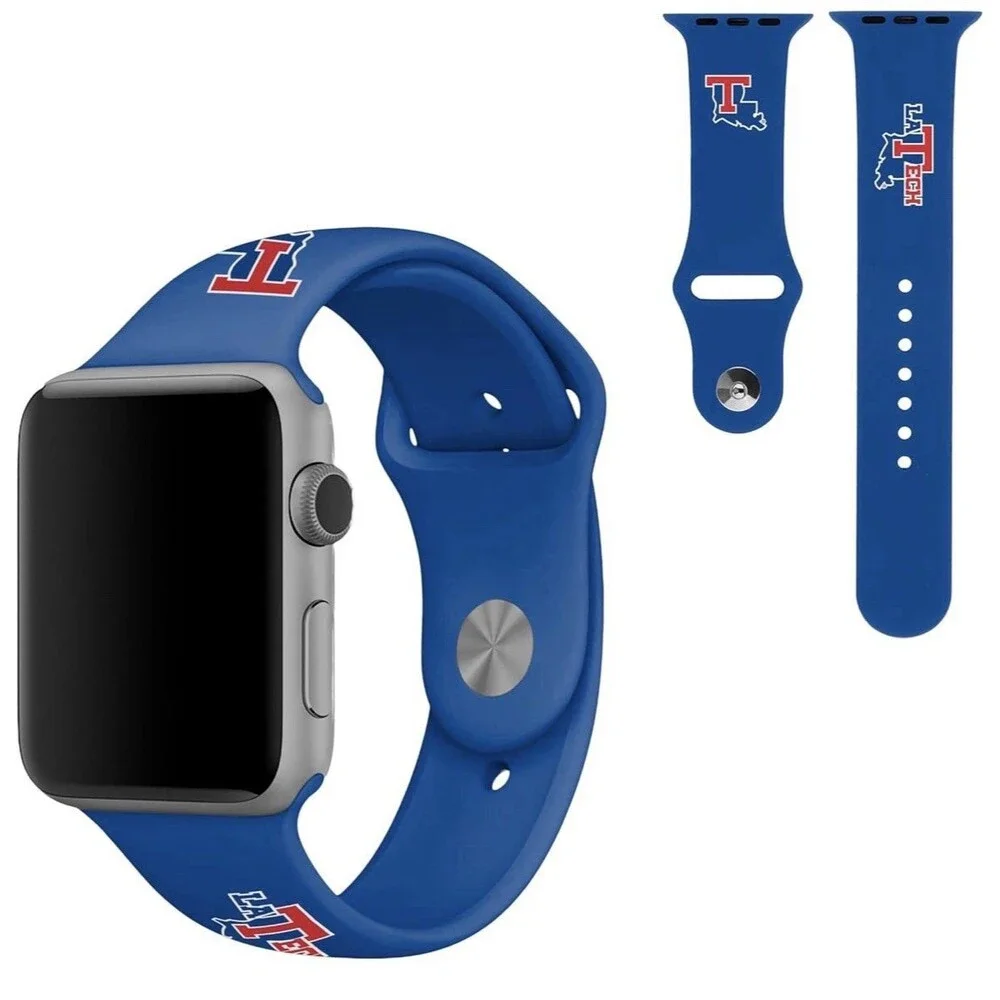 Louisiana LA Tech University Bulldogs Silicone Watch Band 38mm for Apple - Blue